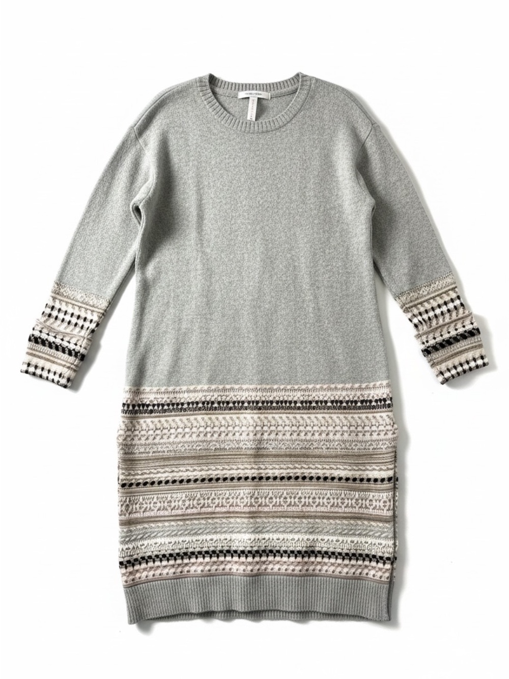 Daily Practice Sweater Dress Womens Small Grey Excellent Fair Isle Knit Boho